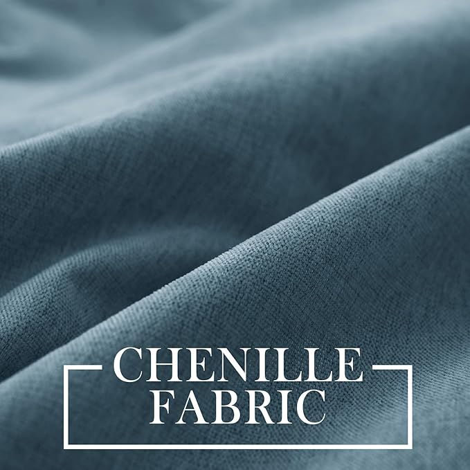 Macochico Extra Wide 100% Blackout Chenille Curtains 100" Wx102 L Thermal Curtains for Sliding Door Room Divider Living Room Bedroom Hotel Teal Blue Blackout Curtains Grommet with Tieback 1 Panel