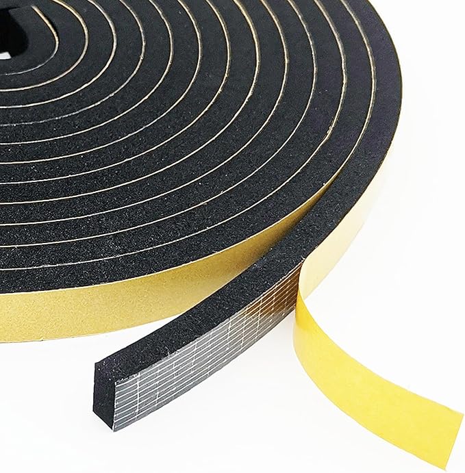 Weather Stripping Door Seal Strip, Strong Adhesive, Weatherproof, Reduce Noise, Gap Filler, Foam Insulation Tape for Doors and Windows (1/2 in x 1/2 in x 13 Ft)