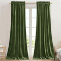 StangH Soft Velvet Bedroom Curtains 96 inches Long Moss Green Christmas Home Decoration Light Blocking Thermal Insulated Sliding Door Panels for Office, W62 x L96, 2 Panels