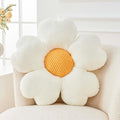 Kcvvcr Flower Throw Pillow, Cute Flower Shaped Pillow Decorative Throw Pillow for Bed Couch, Soft Daisy Pillows Floor Seating Cushion Cushions (14.9 Inch White+Yellow)
