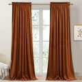 StangH Burnt Orange Velvet Curtains - Vibrant Thermal Insulated Drapes for Living Room, Rod Pocket Soft Thermal Insulated Curtains, Warm Autumn Decor, W52 x L94, 2 Panels