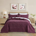 CHIXIN Bedspread Coverlet Set Queen Size - Lightweight Bedding Cover - Beautiful Stitching - 5 Piece Reversible Bedspread - Gorgeous Damask Paisley Pattern (Queen, Purple)