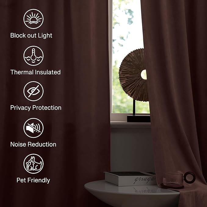 StangH Pink Curtains 96 inches Long, Super Soft Velvet Window Drapes Rod Pocket Thermal Insulated Home Decoration for Girls Room/Dressing Room/Office, W52 x L96, 2 Panels