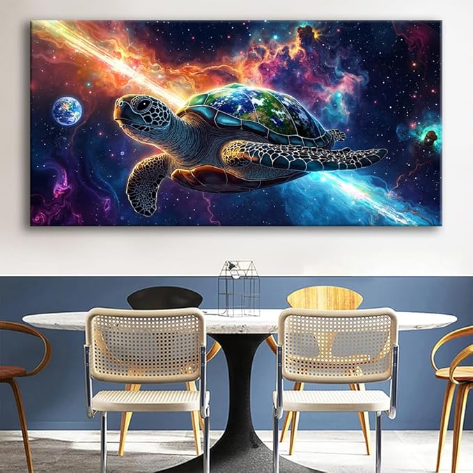 Canvas Wall Art - Modern Turtle cosmic landscape Paintings for Living Room, Bedroom Wall Decor, Framed Wall Art for Home or Office Decoration, Large Art 60x120cm(24x48in)