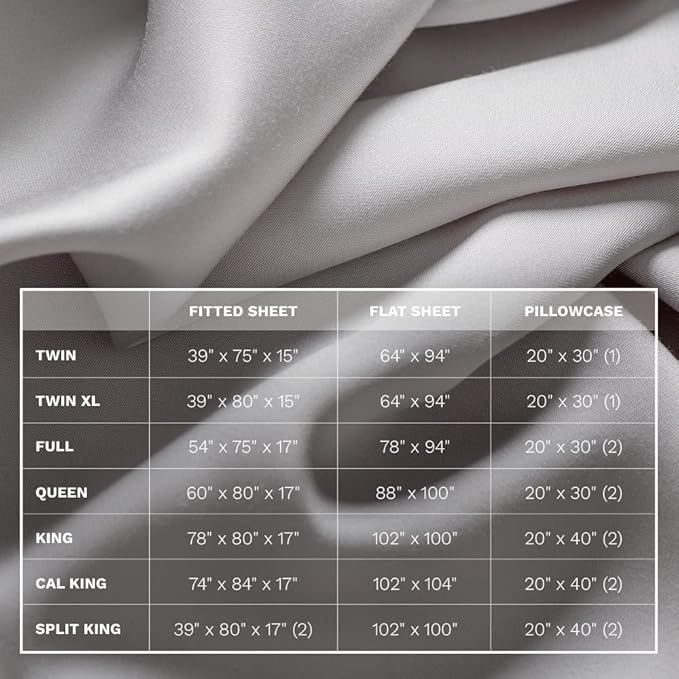 LUXOME Luxury Sheet Set | 100% Rayon (Viscose) from Bamboo | Split King - Stone | Deep Pockets | 5-Piece Set (2 Fitted, Flat, 2 Pillowcases)