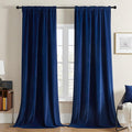 Joydeco Blue Velvet Curtains 108 inch Length 2 Panels Burg Set, Luxury Rod Pocket Thermal Insulated Window Blackout Curtain, Room Darkening Drapes for Living Dining Room Bedroom Privacy