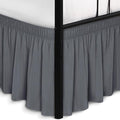 Biscaynebay Wrap Around Bed Skirts with Split Corners for Full Beds 18" Drop, Dark Grey Adjustable Elastic Dust Ruffles Easy Fit Wrinkle Resistant Silky Luxurious Fabric Machine Washable