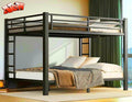 Higher Quality & Stronger Heavy Duty Metal Bunk Bed Frame Queen Over Queen Size for Adults Teens, Thickened More Stable Steel Bunkbed (Queen Over Queen-A)