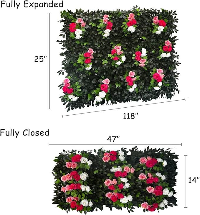 Sumery Expandable Fence Privacy Screen for Balcony Patio Outdoor,Decorative Faux Ivy Fencing Panel,Artificial Hedges (Single Sided Leaves) (1, Branches -Colorful Rose)
