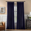 Pinch Pleated 100% Blackout Curtains for Bedroom, Navy Blue Velvet Curtains for Living Room, Black Out Curtain 96 inch Long Room Darkening, Blackout Pinch Pleat Drapes with Hooks 2 Panels