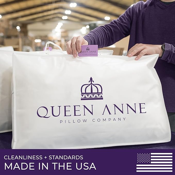 Queen Anne Hotel Collection Pillows – Luxury Down Alternative Bed Pillows (2-Pack, King Firm) – Ultimate Comfort, Hypoallergenic, Made in The USA