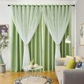 Star Curtains Double Layer Curtains Blackout Curtains for Bedroom Kids Curtains Cute Curtains, Curtains 72 Inches Long 2 Panels Set, Green Curtains, 42 X 72 Inches