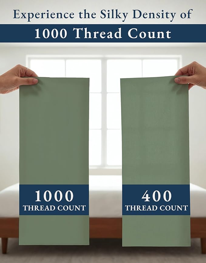LANE LINEN 100% Egyptian Cotton Bed Sheets - 1000 Thread Count, Cal King 4-Piece Set, Long Staple Cotton, Luxury Hotel Quality, Fits Up to 15" Mattress - Iceberg Green