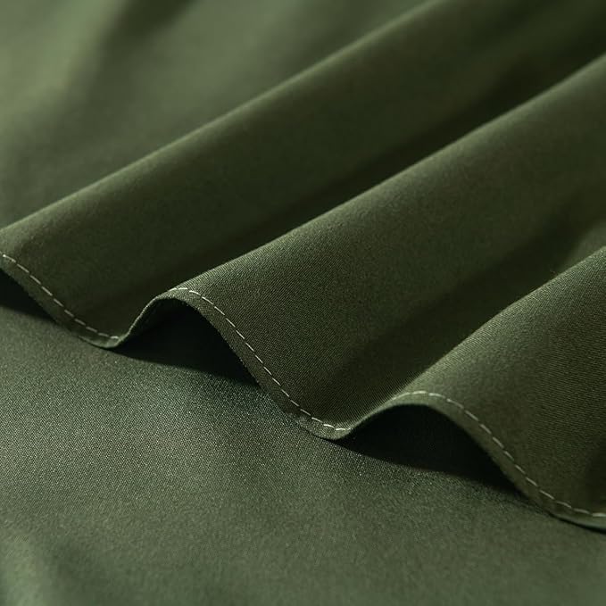 Bed Skirt Queen Size Ruffled Bed Skirt with Split Corners, 16 Inch Drop Dust Ruffle Bed Skirts with Platform, Green