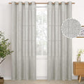 YoungsTex Light Grey Linen Curtains 84 Inch Length for Living Room, Textured Semi Sheer Window Drapes with Bronze Grommet Light Filtering for Bedroom Dining, 2 Panels, 52 X 84 Inch