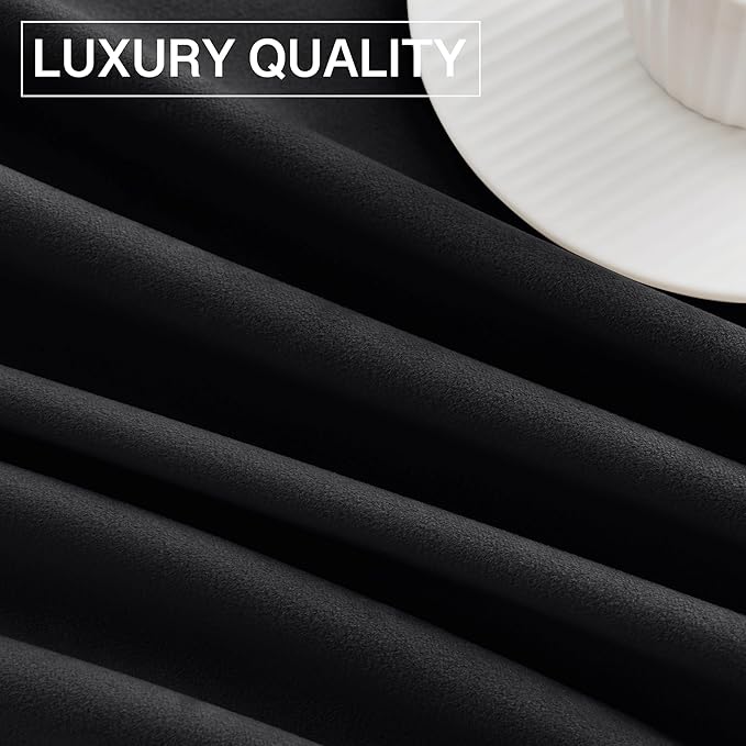 StangH Black Blackout Curtains Velvet Curtains 84 Inches Living Room Thermal Insualted Window Drapes for Halloween/Theater/Studio Room/Bedroom, W52 x L84 inches, Set of 2