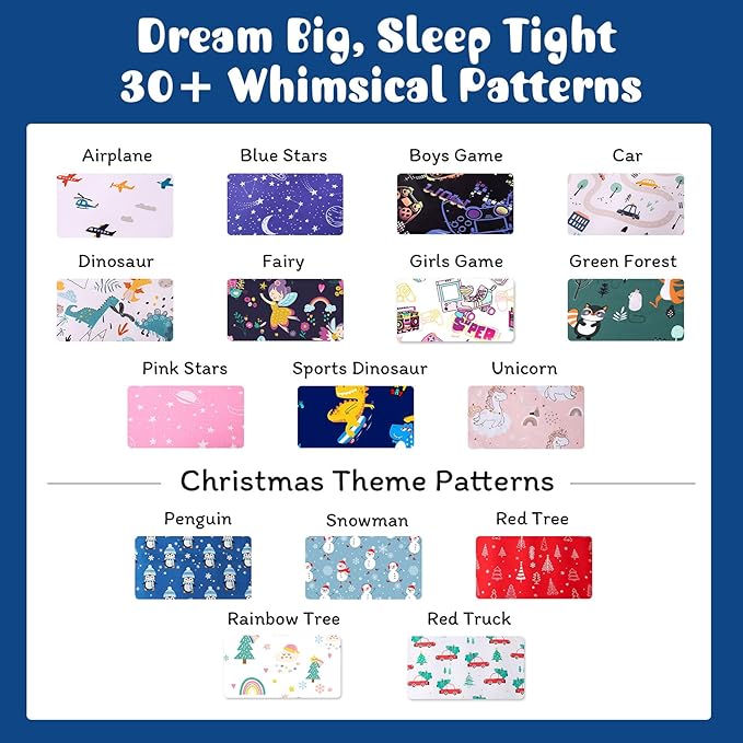 JSD Penguin Snowflakes Kids Christmas Sheet Set Twin Size, 3 Piece Blue Printed Microfiber Sheets Deep Pocket