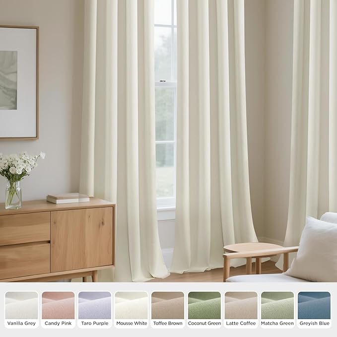 Joydeco White Velvet Curtains 108 Inches 2 Panels,Luxury Thermal Insulated Soft White Curtains for Bedroom & Living Room, Room Darkening Velvet Drapes, Rod Pocket (52W x 108L)