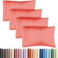 Queen Pillow Cases Set of 4 - Ultra Soft Hotel Quality Pillowcase Covers - Comfy, Cozy & Wrinkle Free - Shrinkage, Stain and Fade Resistant - Machine Washable Pillow Protectors - 4 Piece Set - Coral