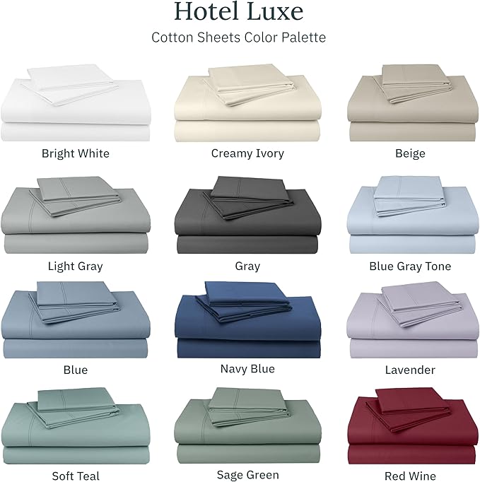 California Design Den Luxury 100% Cotton Sateen - Buttery Soft 800 Thread Count Queen Bed Sheet Set, Durable Deep Pocket Sheet Set - Blue