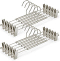 VWV 10-Pack Adjustable Women's Skirt and Pants Hangers, Durable, Space-Saving, Suitable for Jeans, Shorts, Underwear, Sports Bras (Matte Pearl Nickel)