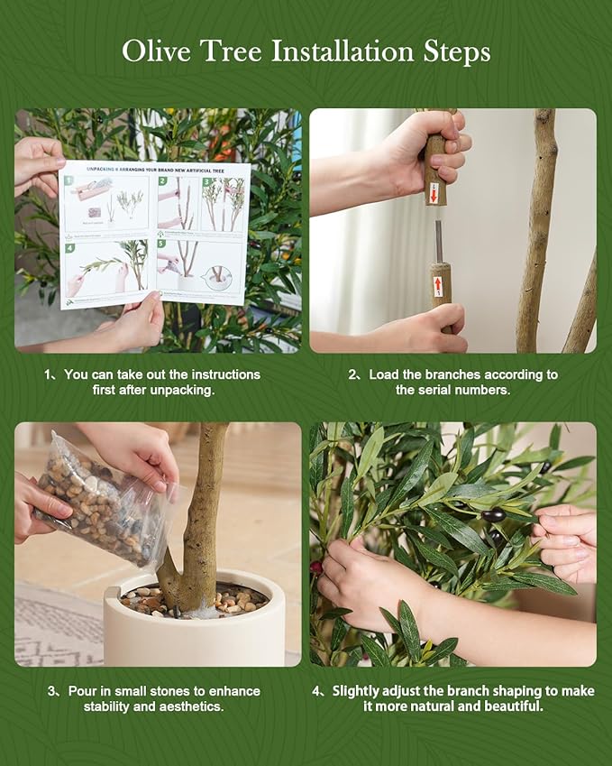 Olive Tree 6FT Fake Tree Faux Plants Indoor with Pot Artificial Tree Nearly Natural Olive Branches and Fruits for Living Room Home Office Decorations