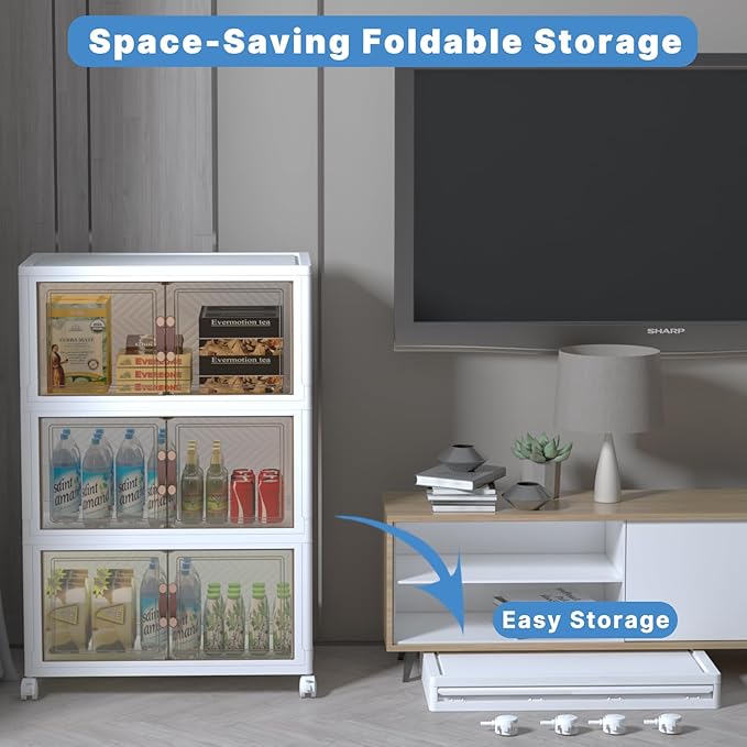 Extra Large Stackable Storage Bins with Lids&Wheels,750QT-125QT/32GAL*6Pack Collapsible Container Closet Organizers,Plastic Stackable Storage drawers for bedroom Dorm