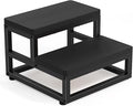 Two-Step Stool for Adults & Kids, Waterproof HDPE Bed Step with Adjustable Non-Slip Feet, Sturdy Metal Frame for Kitchen, Bathroom, Bedroom, RV & Outdoor Use, Black