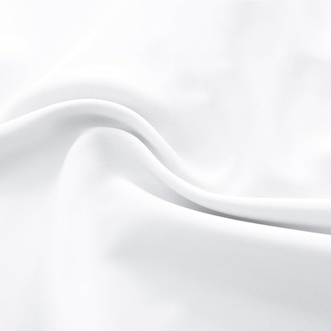 DONREN Pure White Kitchen Short Curtain Panels 45 inch Length, 50% Light Blocking Thermal Insulated Curtains for Dining Room Short Window (Set of 2, W 42 inches x L 45 inches)