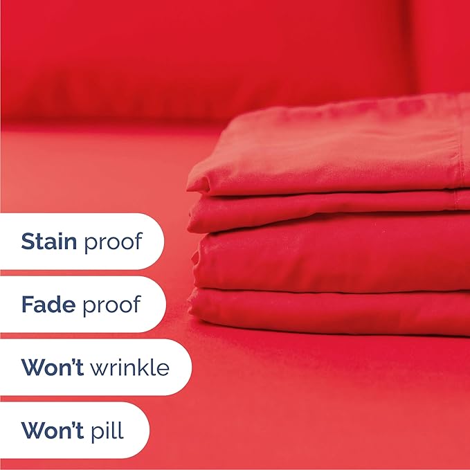 Cal King 6 Piece Sheet Set - Cooling, Comfy & Breathable - Hotel Luxury Bedding, Includes Fitted Sheet for Women, Men, Kids and Teens - 1 Flat, 1 Fitted Sheet, 4 Pillowcases with Deep Pockets - Red