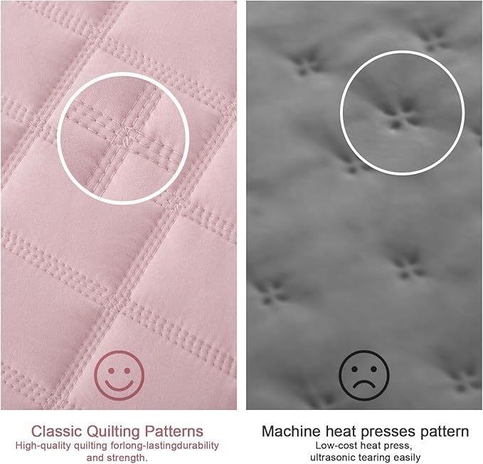 KASENTEX King XL Quilt Set 108"x98" – Soft Washed 3-Layer Lightweight Bedspread, Minimalist Nordic Design, All-Season Spring & Summer Quilt Set (1 Quilt + 2 Pillow Shams), Blush Pink
