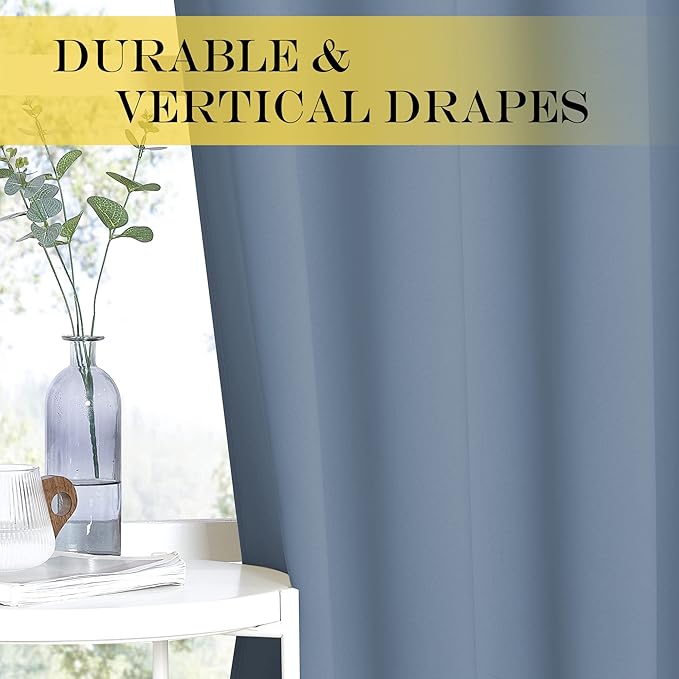 NICETOWN Blackout Cafe Curtain 54 inches Long - Thermal Insulated Grommet Room Darkening Window Treatment Voice Reducing for Kitchen/Cafe (Stone Blue, 1 Panel, W66 x L54)
