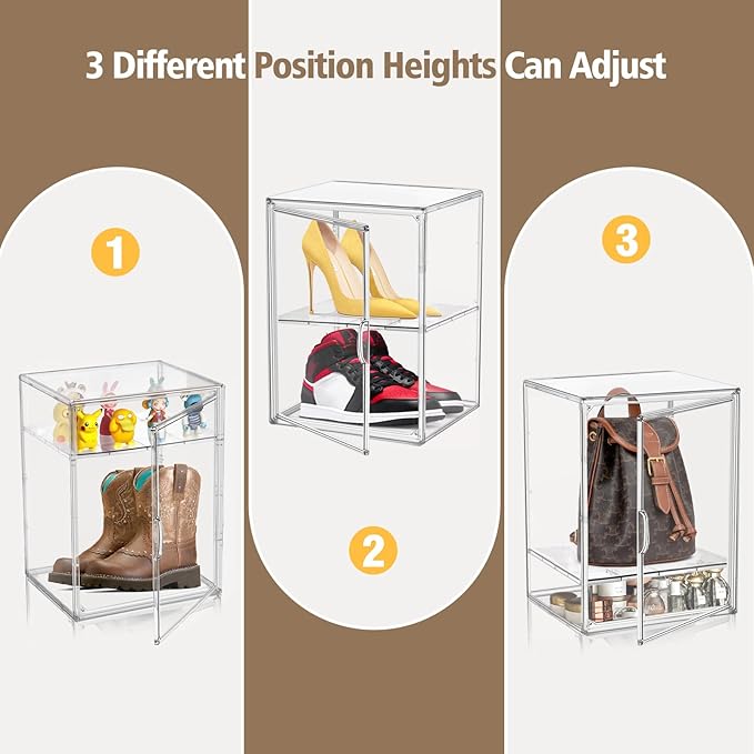 Tall Boot Storage Box Super Large Boot Storage Organizer for Closet Clear XX-Large Acrylic Dispaly Case with Magnetic Lids for Shoe,Helmets,Figures