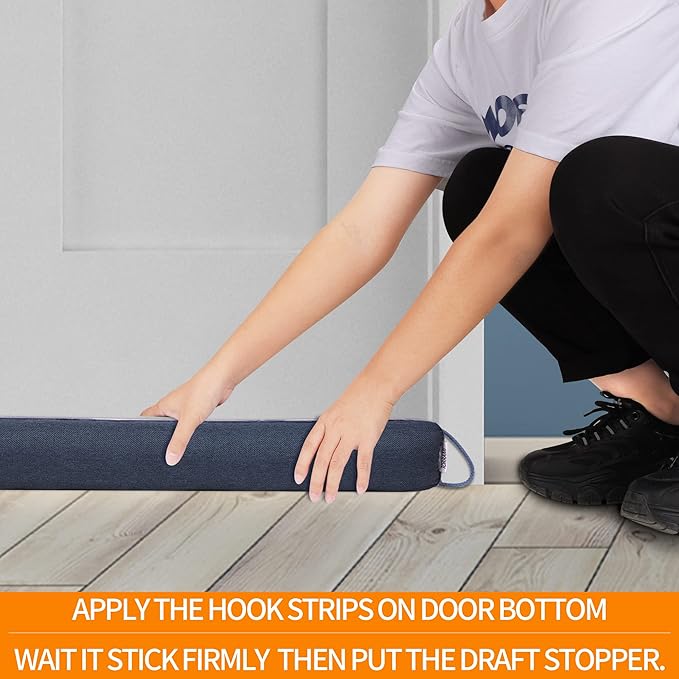 TORRAMI 32" Door Draft Stopper Under Bottom Insulation Noise Air Stopper 2.0LB,Draft Stopper Guard Seal for Doors and Windows - Dark Blue