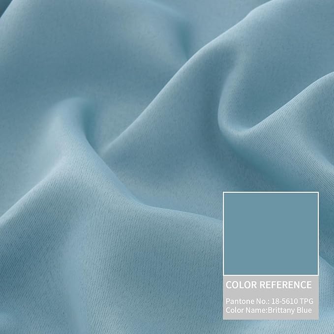 BGment Short 100% Blackout Curtains for Bedroom, Thermal Insulated Lined Energy Efficiency Noise Reducing Grommet Curtains 54 Inch Length for Small Window 2 Panels Each 42 Inch Wide, Greyish Blue