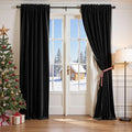 Lazzzy Velvet Blackout Curtains Thermal Insulated Room Window Drapes Super Soft Luxury Curtains for Living Room Bedroom Rod Pocket 2 Panels, Black, 42" W x 90" L