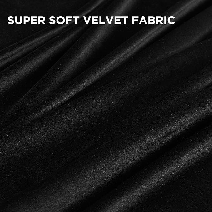 Joydeco Black Velvet Curtains 63 Inches Long, Luxury Grommet Blackout Curtain 2 Panels, Thermal Insulated Privacy Room Darkening Window Drapes for Bedroom Living Room Home Theatre (52Wx63L)
