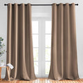NICETOWN Light Reducing Grommet Curtains - (W52 x L120, Cappuccino, 2 Pieces) Tripe Woven Textured Soft Curtain Panels for Living Room Large Window Drapes