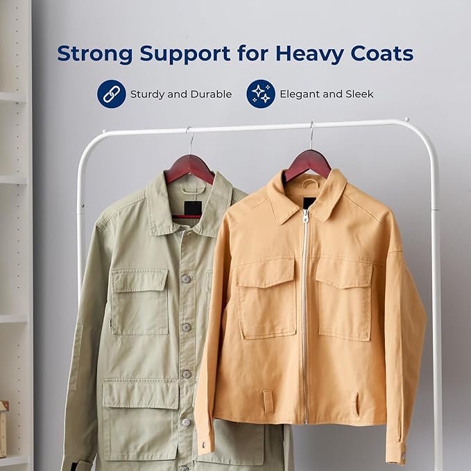 SereneLife 50-Pack Wooden Coat Hangers – Durable Suit Hangers with 360° Swivel Hook & Notches – Slim Design for Shirts, Jackets, Dresses, and More (Cherry)