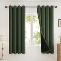100% Blackout Curtains Thick Soft Curtain 2 Panels Green for Bedroom, Linen-Look Textured Full Light Blocking Room Darkening Thermal Insulated Drapes for Windows (W52xL45, Olive)
