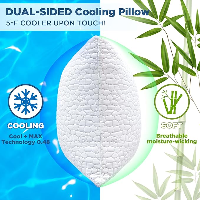 Cooling Bed Pillows for Sleeping 1 Pack Shredded Memory Foam Pillows Adjustable Cool Pillow