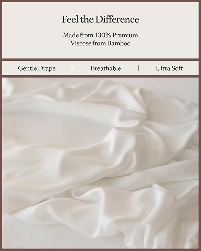Cozy Earth Luxury Bed Sheet Set - 100% Viscose from Bamboo Fabric, Ultra-Soft & Breathable, Fits Regular & Deep Pocket Mattresses up to 20" - 4 Pieces Queen Sheet Set White