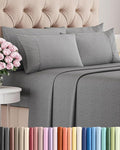 Queen 6 Piece Sheet Set - Cooling & Breathable - Hotel Luxury Bedding, Includes Fitted Sheet for Women, Men, Kids & Teens - 1 Flat, 1 Fitted Sheet, 4 Pillowcases w/Deep Pockets - Heathered Grey