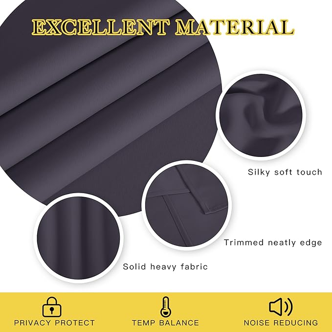 NICETOWN Blackout Patio Curtains 100 x 95 Inches Long for Sliding Door Extral Wide Blackout Curtain Panels Thermal Insulated Room Divider - Grommet Top, 100" W x 95" L, 1 Panel, Greyish Purple