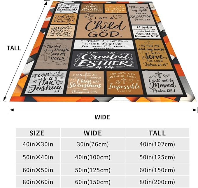 Christian Gift for Women, Bible Inspirational Throw Blanket for Couch, Soft Flannel Blanket, 30"x 40" Prayers Blankets for Bedroom Sofa Living Christmas Halloween Decoration