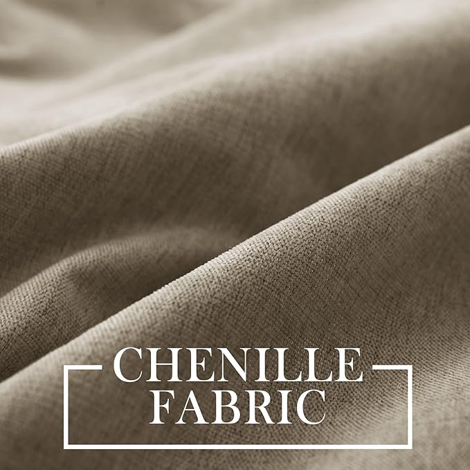 Macochico 100% Blackout Curtains Thermal Insulated Noise Reducing Chenille Curtains for Hotel Auditorium Bedroom Living Room Grommet Palm Curtains with Tieback Classic 52" Wx84 L 1 Panel