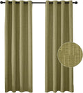 Jacquard Linen Curtains 84 inch Length 2 Panels Thick Faux Linen Blended Window Drapes Burlap Textured Curtains with Grommet for Living Room Bedroom Farmhouse (52x84 Olive Green) Natural
