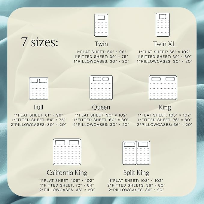 LuxClub 5 PC Split King Sheet Set, Deep Pockets Wrinkle Free Cooling Bed Sheets Hotel Bedding for Women, Men, Includes 2 Fitted Sheet, 1 Flat Sheet and 2 PillowcasesAqua