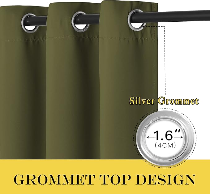 NICETOWN Blackout Curtains for Sliding Glass Door Room Divider Noise Reduce Curtain Panel Portable Window Screen Sliding Partition, W100 x L102 inches, 1 Panel, Olive Green