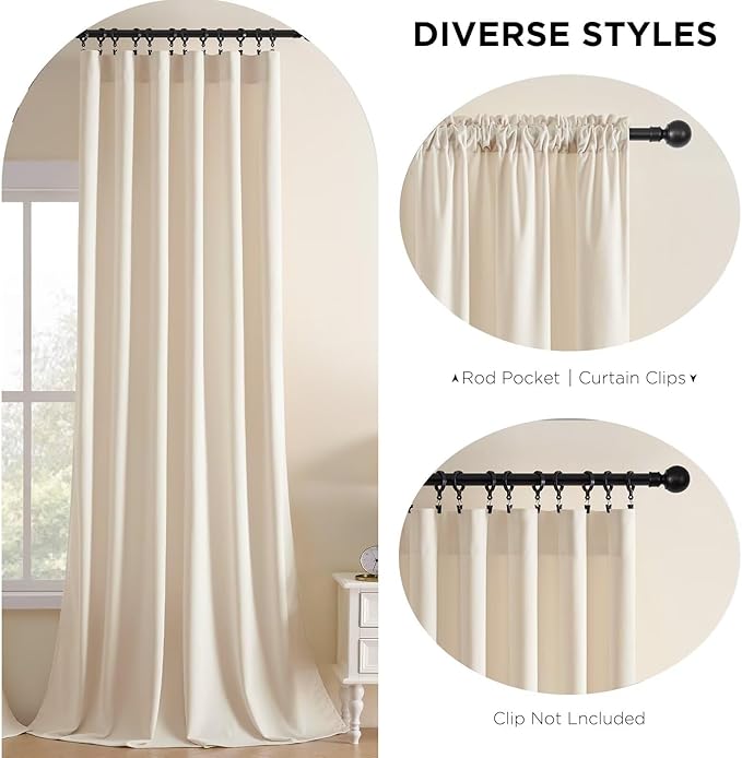 Joydeco Velvet Curtains White Blackout Curtains Thermal Insulated 84 inches Long Window Curtains Super Soft Room Darkening Drapes for Bedroom Living Room Elegant Rod Pocket 2 Panels Cream White